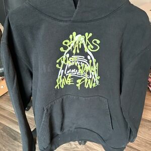 Black Hoodie with Neon Green Shark Graphic